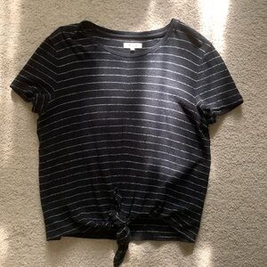 Madewell striped modern tie front tee